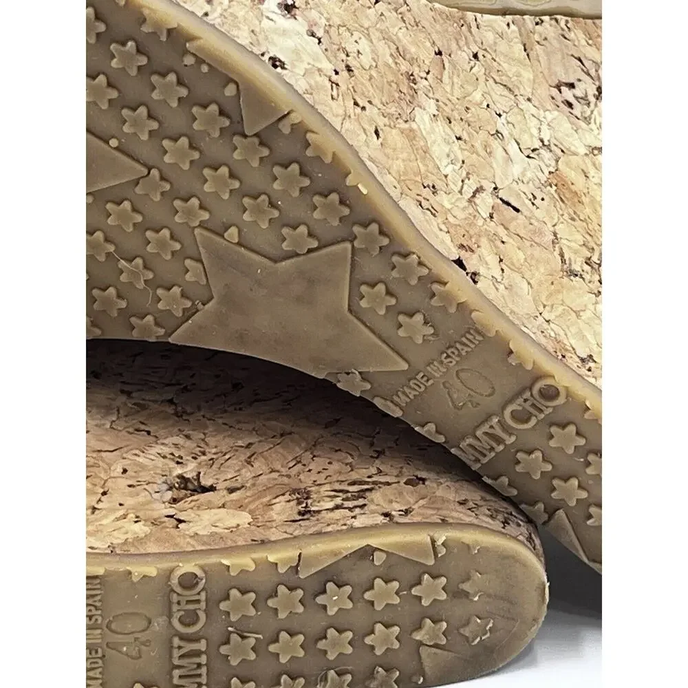 Jimmy Choo Papina‎ Cork Wedge Nude Patent Leather Platform Heels EU 40/US 10